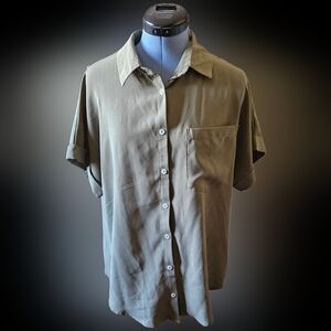 Women's Olive Green Button Up Shirt